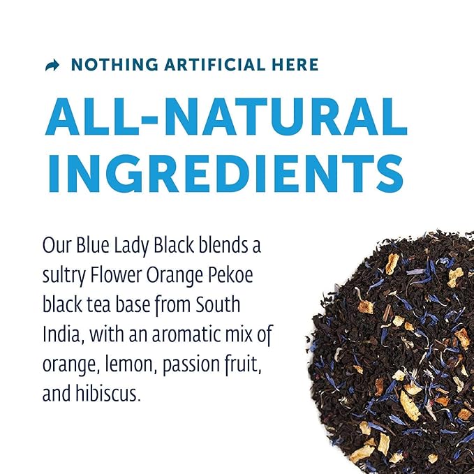 Zest Energy Tea Bags – Blue Lady Passion Fruit Black Tea – High Caffeine Tea for Morning Energy, Focus & Clarity – Natural Caffeinated Tea with 150mg Caffeine – 15Ct Box – Non-GMO & Keto Friendly