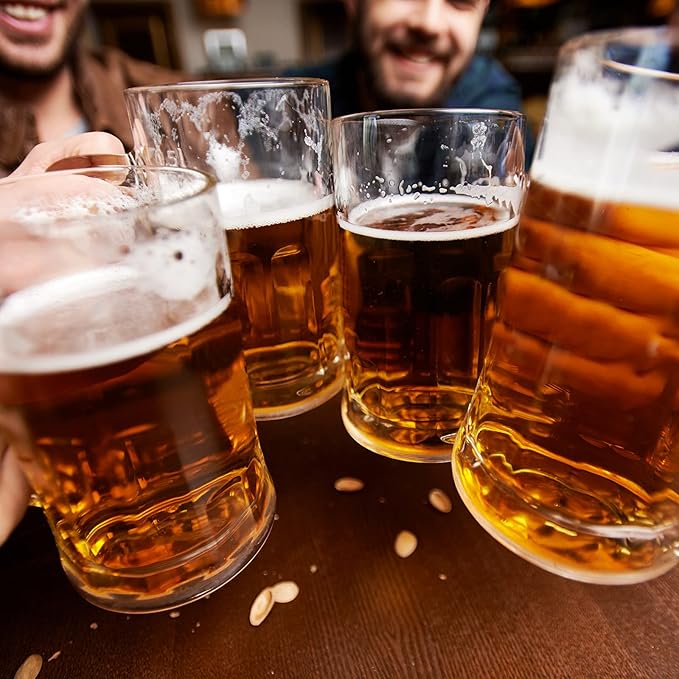 COKTIK 6 Pack Heavy Large Beer Glasses with Handle - 20 Ounce Glass Steins, Classic Beer Mug glasses Set