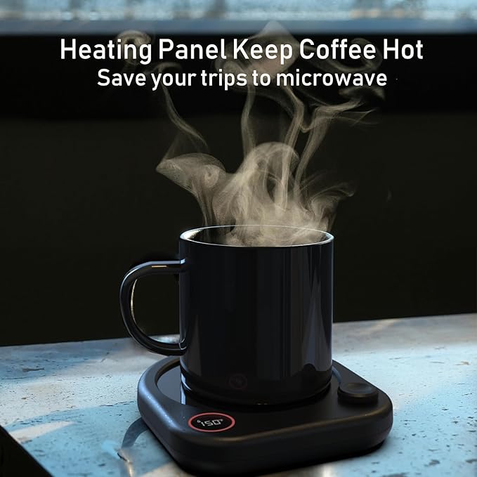 Coffee Mug Warmer Set, Heated Coffee Cup for Desk with Auto Shut Off, Smart Electric Heater for Tea Milk Beverages Candle with Adjustable Temperature Display