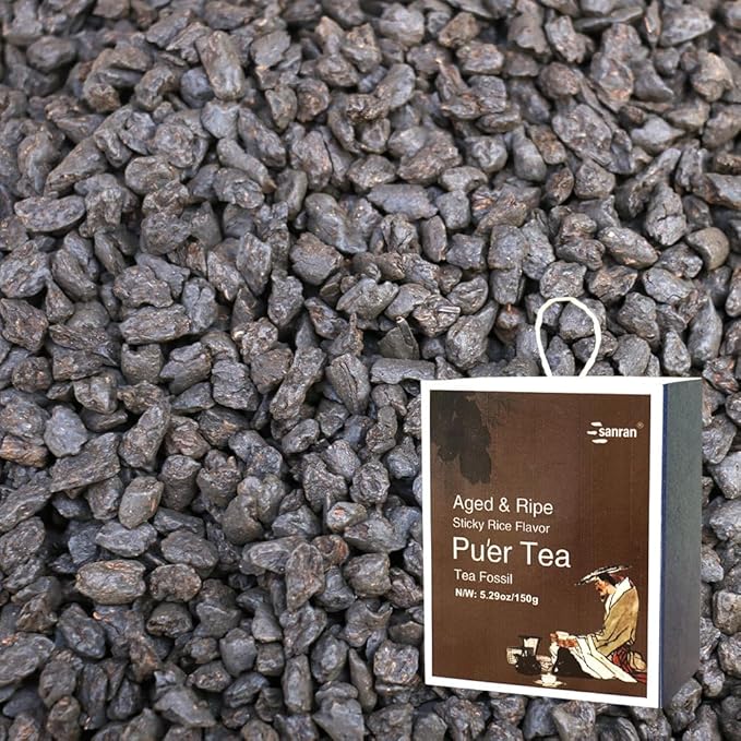 SANRAN Aged Ripe Puerh Black Tea, Pu'er Tea Fossil, Year 2020, 5.29oz