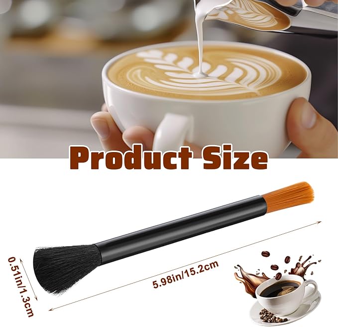 Sibba Coffee Grinder Cleaning Brush with Dual Head 2 PCS Professional Barista Tool for Espresso Machine Grinder Durable Aluminum Handle with Soft Nylon Bristles Brush for Home Kitchen Bar Accessories