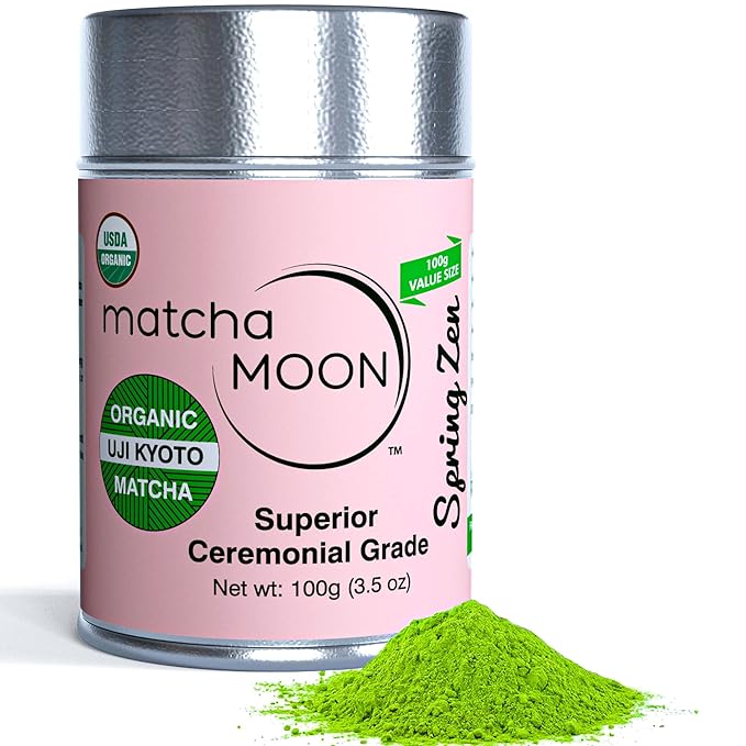 Matcha Moon Spring Zen Matcha Green Tea Powder - Ceremonial Grade Matcha Green tea - Organic Japanese Matcha - Traditional Matcha Powder from Uji Kyoto - 100g (3.5 oz.)