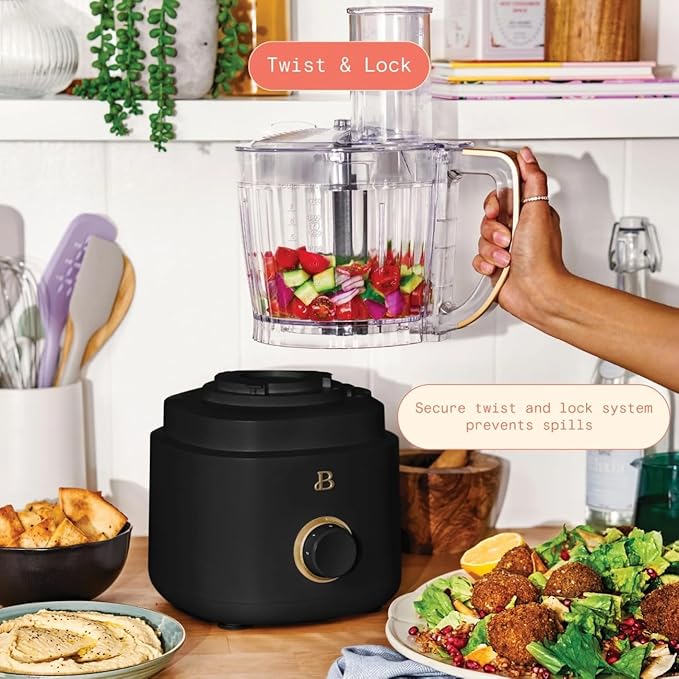 Beautiful 10‑Cup Food Processor ‑ 500 W, Variable Speed, Twist‑Lock, Dishwasher‑Safe Parts, Included Accessories (Black Sesame)