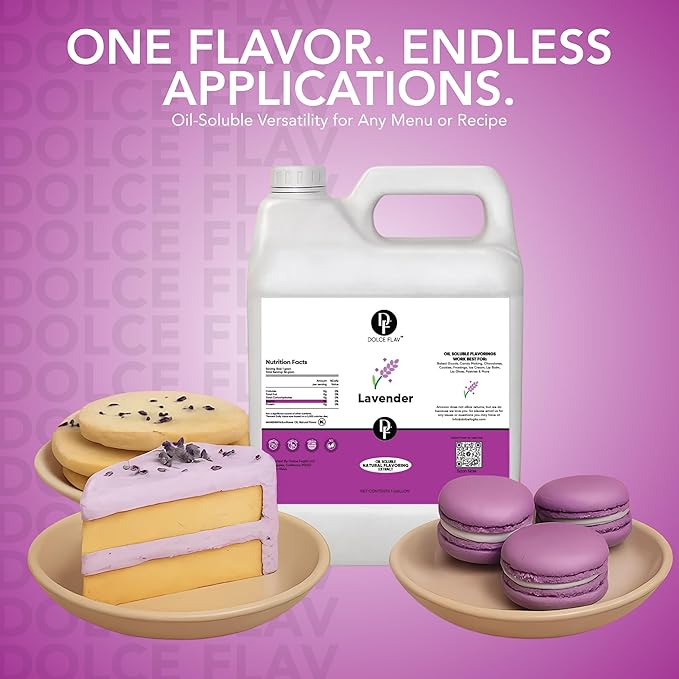 Dolce Flav Lavender Flavoring – 32 Ounce Oil-Soluble Kosher, Sugar-Free, Concentrated Floral Lavender Flavoring for Baking, Chocolates & Desserts