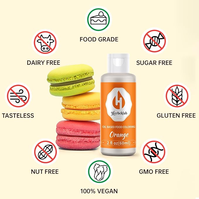 Orange Oil Based Food Coloring – 2 fl oz Professional Grade Concentrated Oil Food Dye for Melting Chocolate, Candy Melts, Cake Pops, Strawberries & Baking