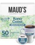 Maud's Kona Coffee Pods, 50ct, Medium Roast Coffee in Recyclable Single Serve Pods – 100% Arabica Coffee, Compatible with Keurig K Cups Maker