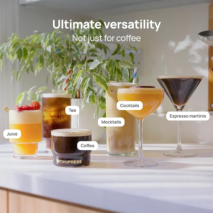 Original NitroPress - Nitro Cold Brew Coffee Maker Kit | Includes 10 Nitrogen Cartridges | Portable Infuser for Smooth Nitro Drinks, Cold Brew, Cocktails & Tea at Home or On the Go