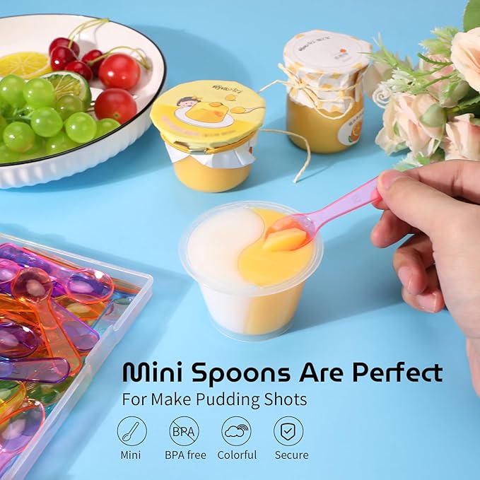 3 Inch Tiny Mini Tasting Spoons Colored Disposables Small Taster Spoon, Mini Sampling Spoon for Desserts Pudding Jello Shots Ice Cream (1 Pack of 30 PCS)