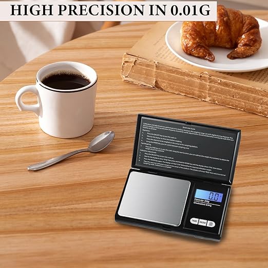 200g X 0.01g Digital Mini Pocket Scale, Weight Scale for Kitchen with Backlit LCD Display, Portable Travel Jewelry Herb Scale for Small Food