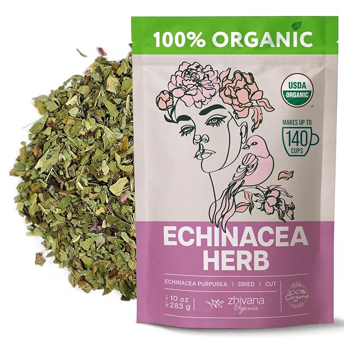 Echinacea Tea Organic (10oz.) – Echinacea Purpurea Herb Loose Leaf - Equinacea Organica - Body Defenses, Immune Support Tea