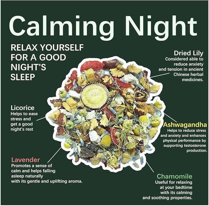 HerbLight Nighty Night Extra Tea – Extra Strength Sleep Tea with Ashwagandha, Valerian Root & Lavender, Caffeine-Free Herbal Bedtime Blend, 15 Bags of Visible Whole Herbs (2.6oz)