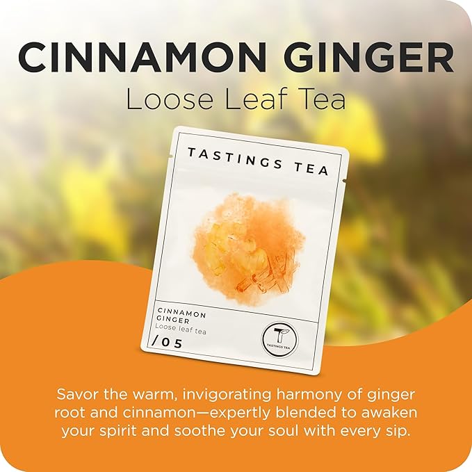 Tastings Tea Cinnamon Ginger Blend - 4.45oz Loose Leaf | Winter Warming | Bold Spice | Perfect Stocking Filler