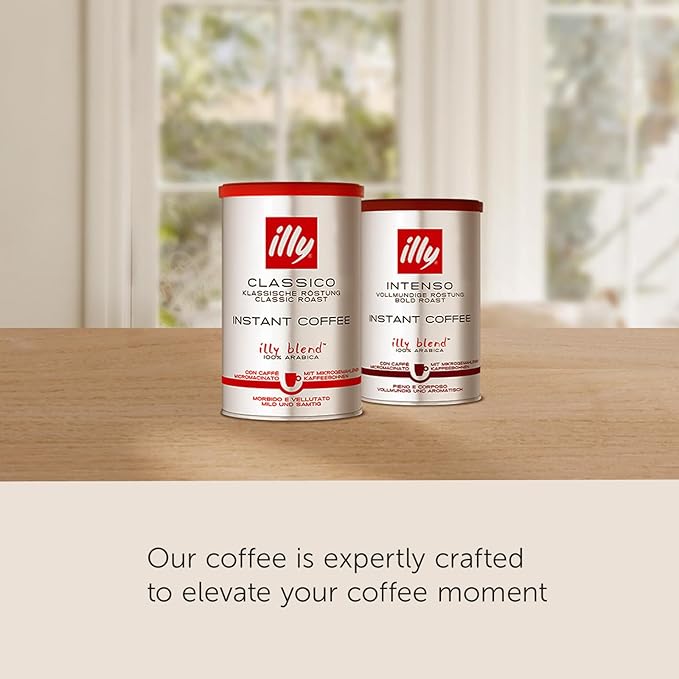illy Instant Coffee Singles, Classico Decaf Medium Roast, Caramel & Orange Blossom Notes, 40 Single-Serve Packets (2g Each) - Premium Arabica Coffee