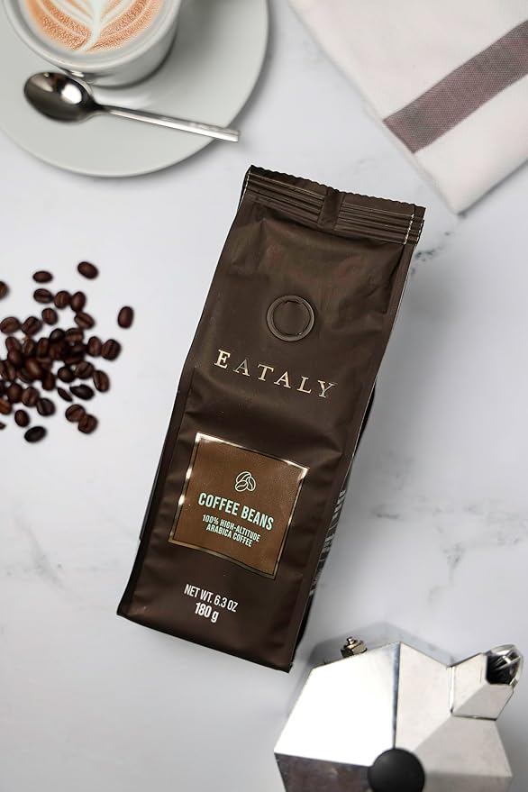 Eataly 100% High Altitude Arabica Grani Whole Bean Coffee, 6.3oz Bag, Pack of 1