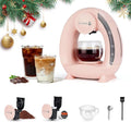Single Serve Coffee Maker For K Cup Pod and Coffee Grounds /Tea, Fast Brew in 2 minutes, 2 IN 1 One Button Coffee Machine 4-8 Oz Brew Sizes, Stylish＆Compact For Home, Office, RV and Dorm, Pink