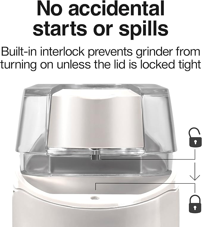 Proctor Silex Electric Coffee Grinder for Beans, Spices and More, Stainless Steel Blades, 12 Cups, White