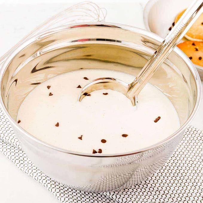 Restaurantware Met Lux 3 Quart Metal Mixing Bowls 1 German Deep Flour Bowl - Corrosion-Resistant Dishwasher-Safe Stainless Steel Metal Prep Bowl Durable For Baking And Cooking