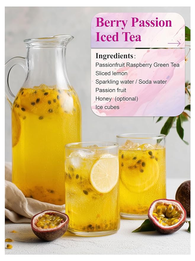 LOOMICA Passionfruit Raspberry Green Tea, Fruity Sweet-Tart Blend of Passion Fruit & Raspberry and Green Tea, Refreshing & Tropical, Hot or Iced, Antioxidant-Rich, No Artificial Sugar, 20 Counts (Pack of 2)
