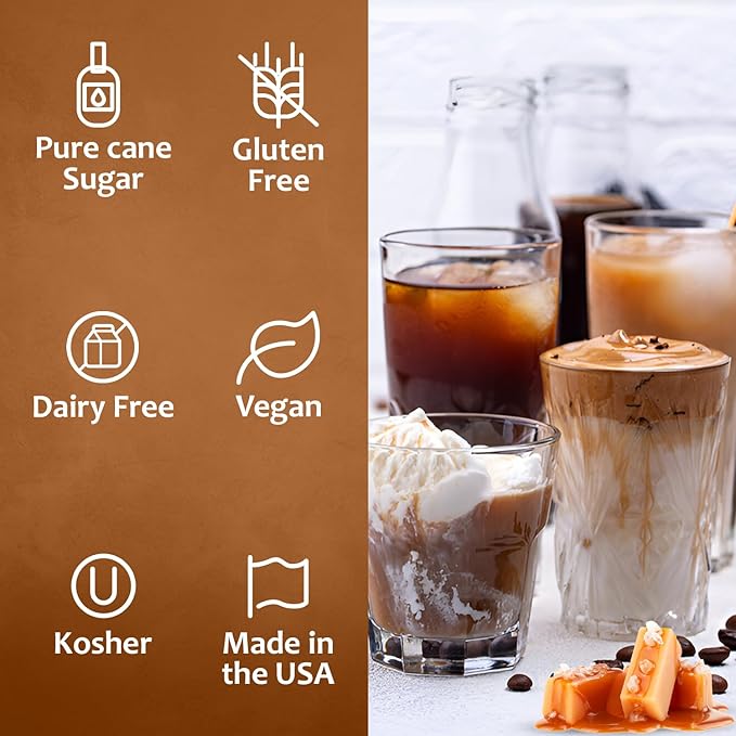 Syruvia Salted Caramel Coffee Syrup – 25.4 fl oz – Syrup for Coffee, Lattes, Shakes, Smoothies, Desserts – 100% Vegan, Gluten Free, Kosher Coffee Syrup, (Pack of 2)