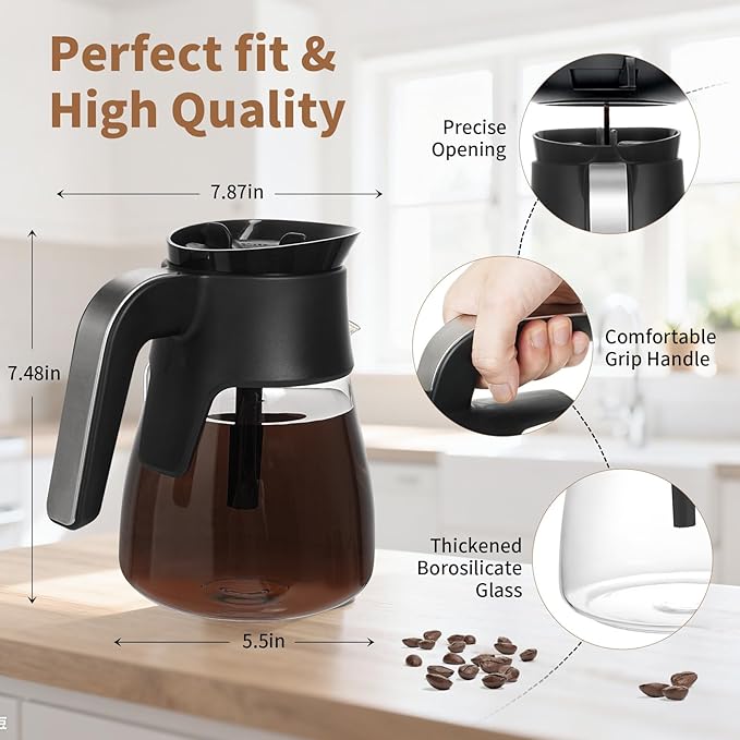 10-Cup Glass Carafe Replacement for Ninja CM401/CM400/CM300/CM371/CP301 Coffee Makers, Ninja Coffee Pot Replacement with Brew-Through Lid