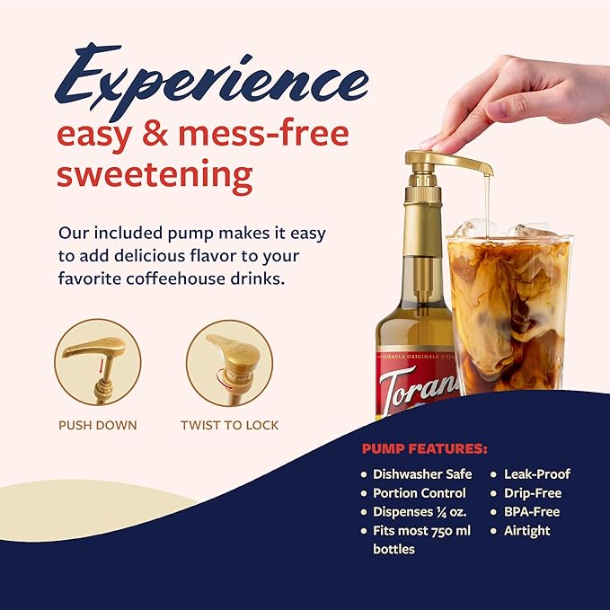 Torani Coffee Syrup, Butterscotch Flavoring for Drinks, Glass Bottle with Pump Included, 25.4 Fl Oz