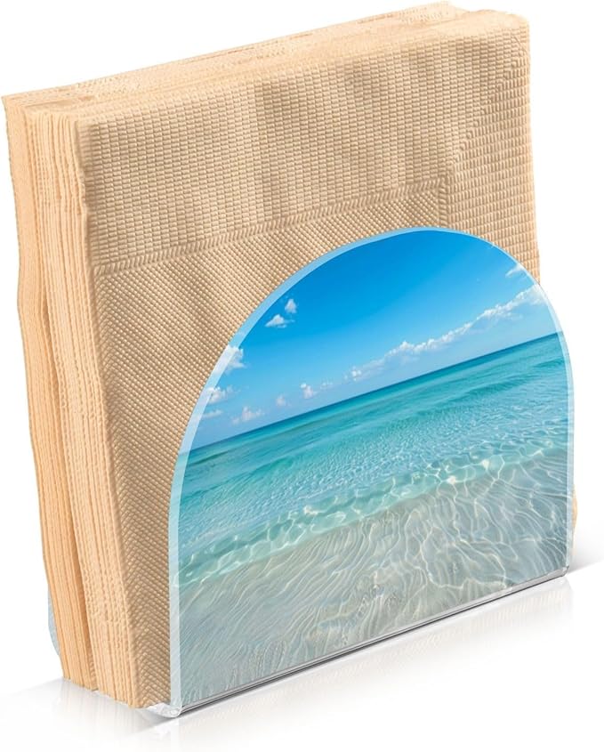 Napkin Holder Acrylic Napkin Holders for Table, Tissue Paper Cocktail Napkin Holder for Kitchen Dinner Napkins Dispenser for Bar Accessories, Blue Ocean 1 Pack