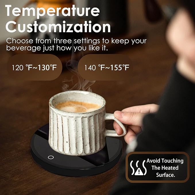 Coffee Mug Warmer with 2 Temp Settings & Auto Shut Off, Electric Beverage Warmer for Office/Home/Travel, Keep Coffee, Tea, Milk Hot - Safety