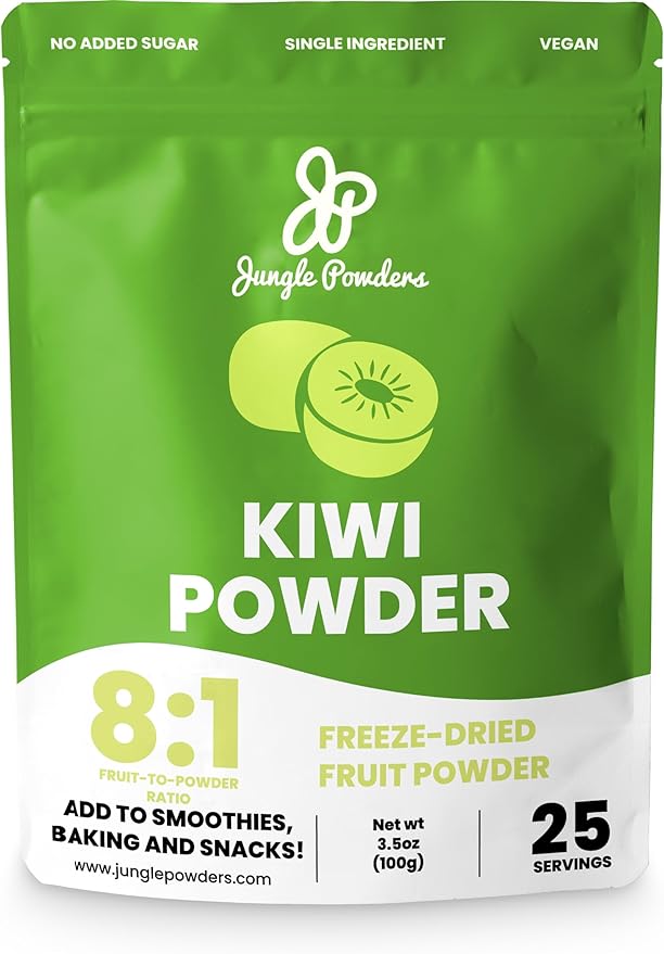Jungle Powders Kiwi Fruit Powder 3.5 Ounce Bag Freeze Dried Dried Kiwi Smoothie Whole Fruit Juice Powder For Baking Unsweetened Flavoring Kiwis Freeze Dried Fruit Powder For Cooking Supplement Extract