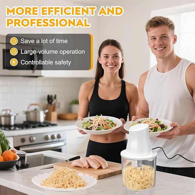 Electric Chicken Shredder Tool: 250W Multifunctional Press-to-Operate Meat Shredder Tool with Large Capacity - Meat Grinder for Chicken Breast, Meats, Fruits, Vegetables, Nuts (White)