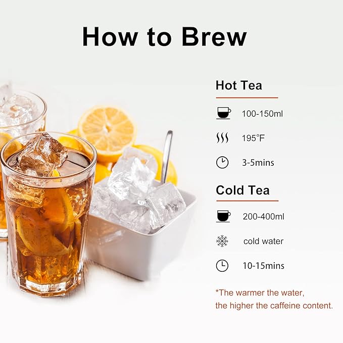 RIANTEA Organic Black Tea Bags - Low Caffeine, Cold & Hot Brew, Premium Quality from Award-Winning Plantation, Non-GMO, Biodegradable, Unsweetened, 100% Natural
