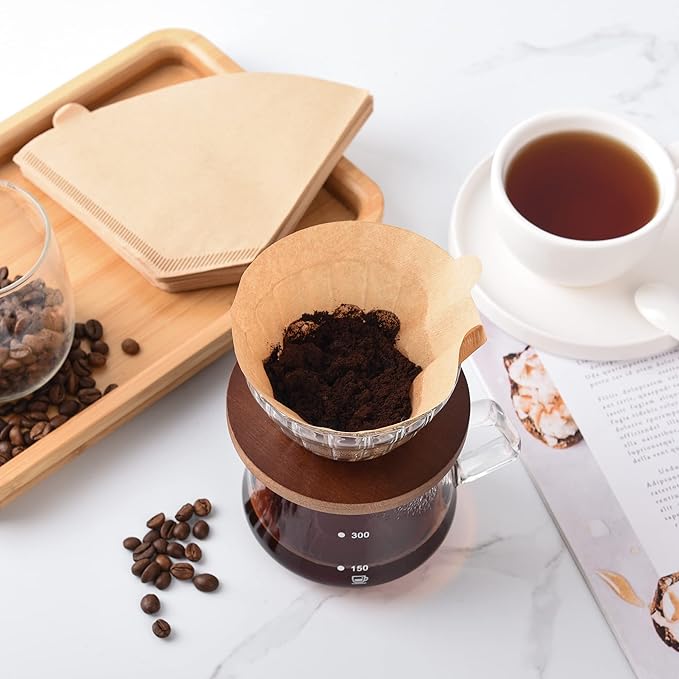 Coffee Filters 2, 100 Count Disposable #2 Cone Coffee Filter Unbleached Natural Coffee Filters 2 Cone Paper for Pour Over Coffer Makers/Coffee Dripper Cones(2-6 Cups）