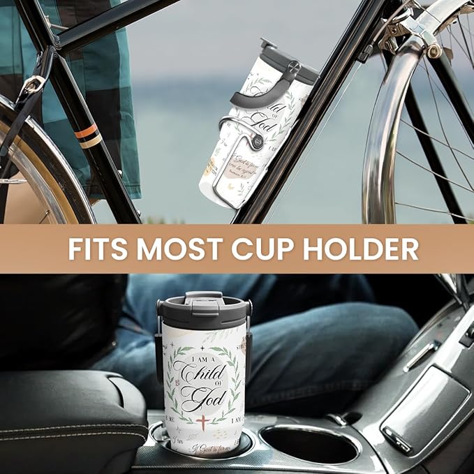 SANDJEST Christian Tumbler with Handle 30oz, Religious Gifts for Women, Inspirational Gifts for Her for Birthday Christmas Mothers Day, Stainless Steel Flip Straw Insulated Tumblers Coffee Travel Cup