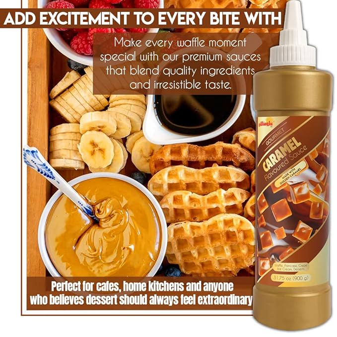 Gulluoglu Topping Sauce – Caramel Dessert Sauce, 10.14 fl oz 300g | Squueze Bottle | Perfect for Ice Cream, Cakes & Coffee, Topping (3 pack, Caramel)