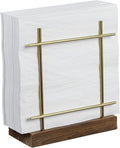 MyGift Napkin Holders for Table & Kitchen, Brass-Tone Wire Metal Napkin Dispenser with Wood Base, Modern Farmhouse Tabletop Dining Decor for Home/Cafe/Restaurant
