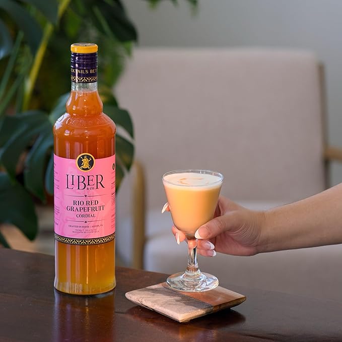 Liber & Co. Rio Red Grapefruit Cordial - Craft Cocktail Mixer with 60% Texas Grapefruit Juice & Cold-Pressed Essential Oils - Perfect for Palomas, Hemingway Daiquiris & Tequila Cocktails - Makes 50 Drinks (25.4 oz)