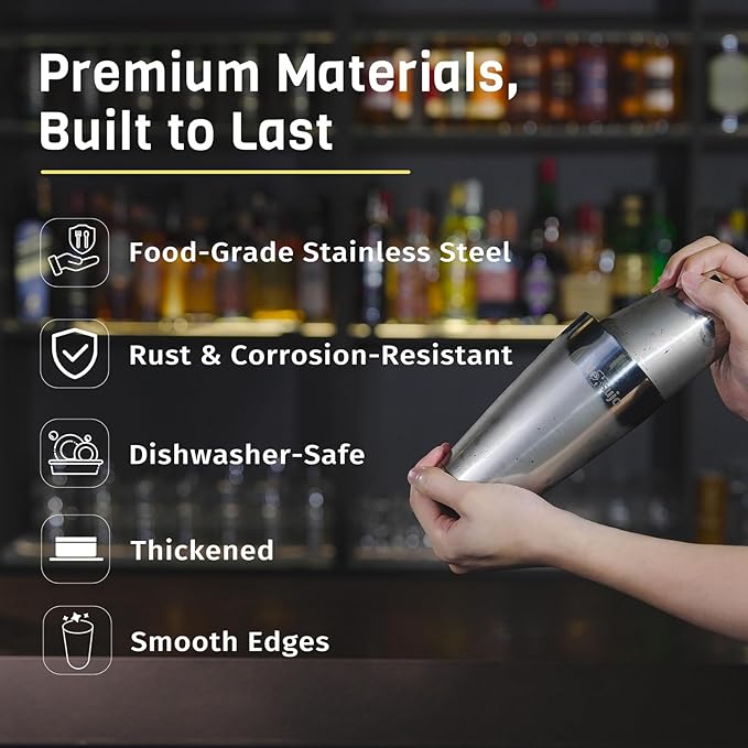 Boston Shaker Set, Professional Cocktail Shaker Set (18oz/28oz), Weighted Stainless Steel Bar Shaker for Bartending, Leakproof & Dishwasher Safe, Ideal for Home Bar and Professional Bartender