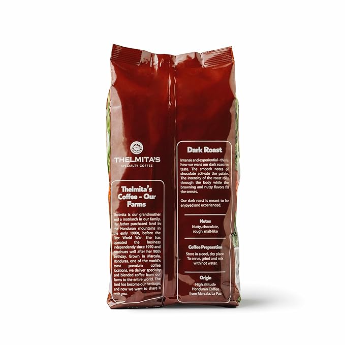Dark Roast, Honduran Coffee, Whole Bean — Single Origin, Single Estate, Specialty Beans — Intense Flavor with Rich Creamy, Nutty, Smooth Chocolate Notes and Low-Acid — Freshly Roasted, Yearly Harvested