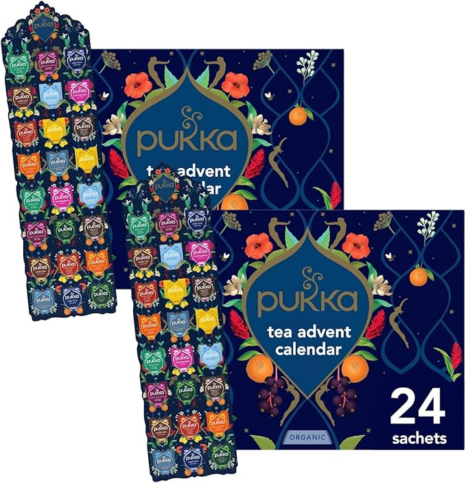 Pukka 2025 Advent Calendar Organic Tea Sampler, Selection of 24 Delightful Black & Green Tea Infusions, Christmas Gift Idea for Tea Lovers, 100% Organic (Pack of 2)