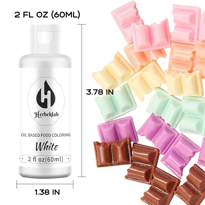 White Oil Based Food Coloring – 2 fl oz Professional Grade Concentrated Oil Food Dye for Melting Chocolate, Candy Melts, Cake Pops, Strawberries & Baking