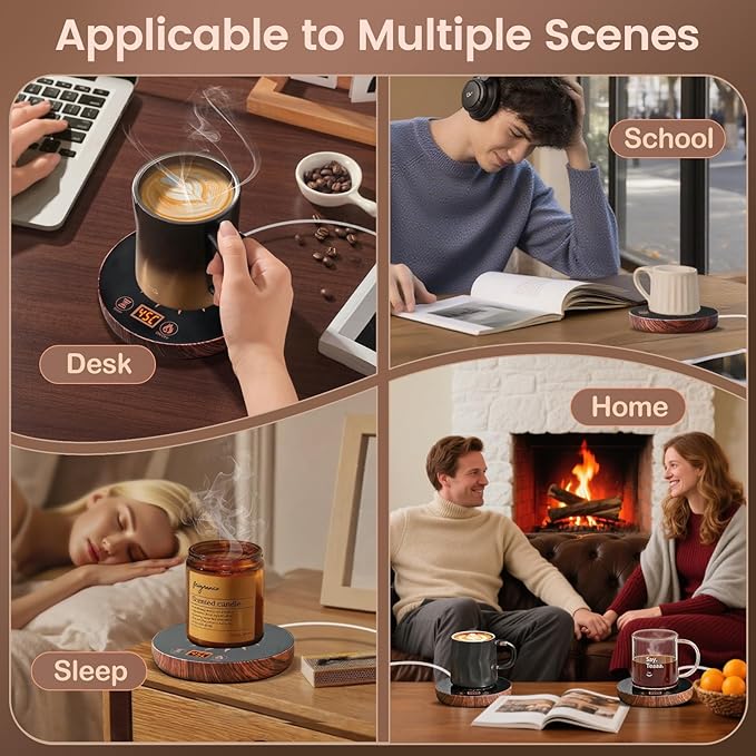 Coffee Mug Warmer for Desk with Auto Shut Off, Coffee Mug Warmer for Desk with Auto Shut Off 12 Hours Timer& 2 Temperatures