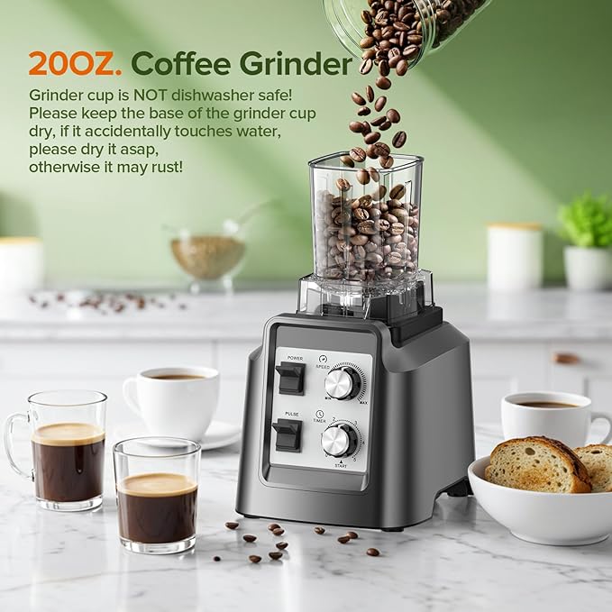 Blender for Smoothies - Blenders for Kitchen with 68Oz. Pitcher & 20Oz. Grinder, Smoothie Blender for Ice Crushing, Frozen Fruit, 28000 RPM