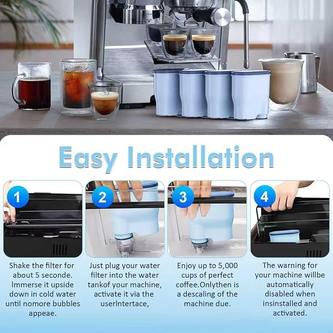Coffee Filter CA6903/10/22/47 Compatible with AquaClean Water Filter No Descaling up to 5000 cups.，Dedicated Anti-Lime Scale Water filter，Aqua Clean Water Filter For Automatic Coffee Machines,2 pack