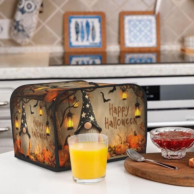 Toaster Cover 4 Slice Halloween Gnome Pumpkin Kitchen Small Appliance Covers with Pockets Dust and Fingerprint Protection