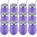 MEWAY 12oz Stainless Steel Wine Tumbler with Lid and Straw - Double Wall Stainless Steel Coffee Mug, Gift for Woman Under 10 dollars， 12 Pack Bulk tumblers(Purple,Set of 12)