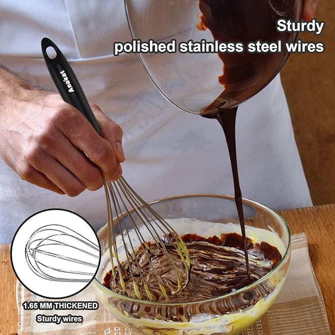 Anaeat Stainless Steel Kitchen Whisk Set of 5, Milk and Egg Beater Blender with Thick Wire for Whisking, Cooking, Baking, Beating and Stirring - 5"+7" Mini Whisk and 9''+11''+12'' Balloon Whisks