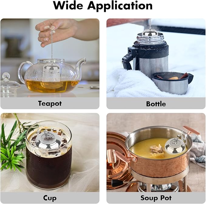 Tea Infuser for Loose Leaf Tea, Extra Fine Mesh Tea Strainers, 304 Stainless Steel & Updated Slim Threaded Lid, Loose Leaf Tea Steeper for Brew Tea, Spices, Rooibos