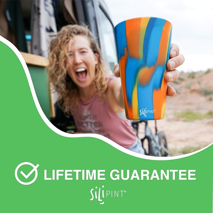 Silipint Silicone Pint Glass. Unbreakable, Reusable, Durable, and Guaranteed for Life. Shatterproof 16 Ounce Silicone Cups for Parties, Sports and Outdoors (Single, Hippy Hop) 1 Count (Pack of 1)