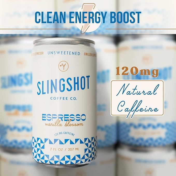 Chilled Espresso - Vanilla Blossom Ready-to-Drink Coffee, 7oz Cans (12 Pack) | Organic Italian Espresso Blend with Smooth Vanilla, with Notes of Caramel, Baking Spice & Dark Fruit