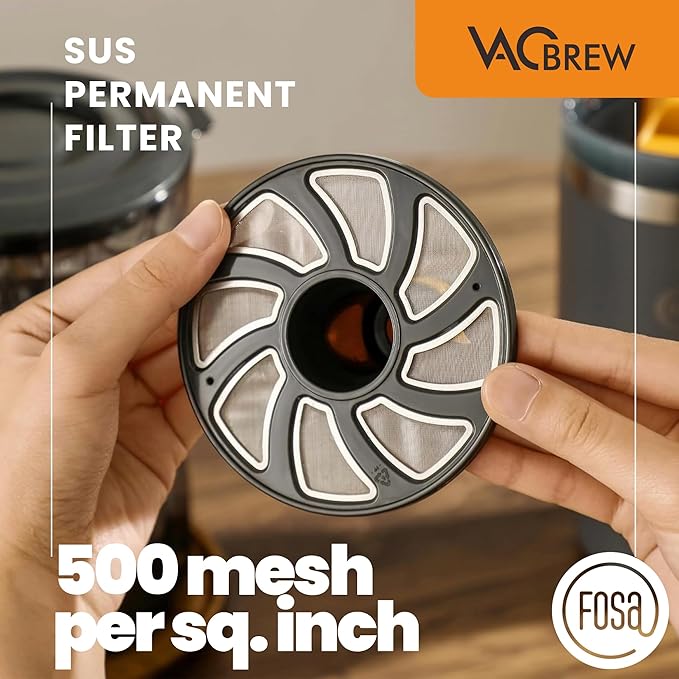FOSA VacBrew Vacuum Coffee Maker – Rapid Hot & Cold Brew System | 4-Program Timer Pump + 17oz (500ml) Carafe | Smooth Cold Brew in Minutes