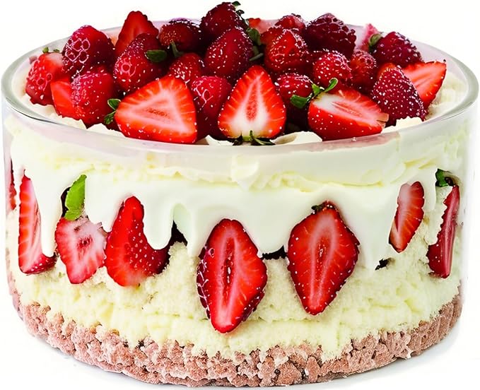 Large Salad Bowl, 8 Inch Trifle Bowl Glass Versatile Mixing and Serving Bowl for Laying Ice Cream,Cake,Cupcake,Salad,Fruit,Baking,Dessert and Party Diy, Microwave Safe